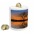 thumbnail image 2 of Nature Piggy Bank, Landscape from Mother Earth Sunset by the Lake with Fall Trees Forest Life Image, Ceramic Coin Bank Money Box for Cash Saving, 3.6" X 3.2", Multicolor, by Ambesonne, 2 of 4