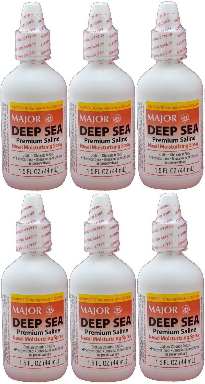 Major Pharmaceuticals Deep Sea Saline Nasal Moisturize Spray, 1.5oz, 6-Pack