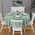 thumbnail image 2 of Light Blue Christmas Santa and Tree Pattern Round Tablecloth 60"x60",Wrinkle Wipeable Table Cloth for Kitchen Dining Room Picnic Patio Party, 2 of 6