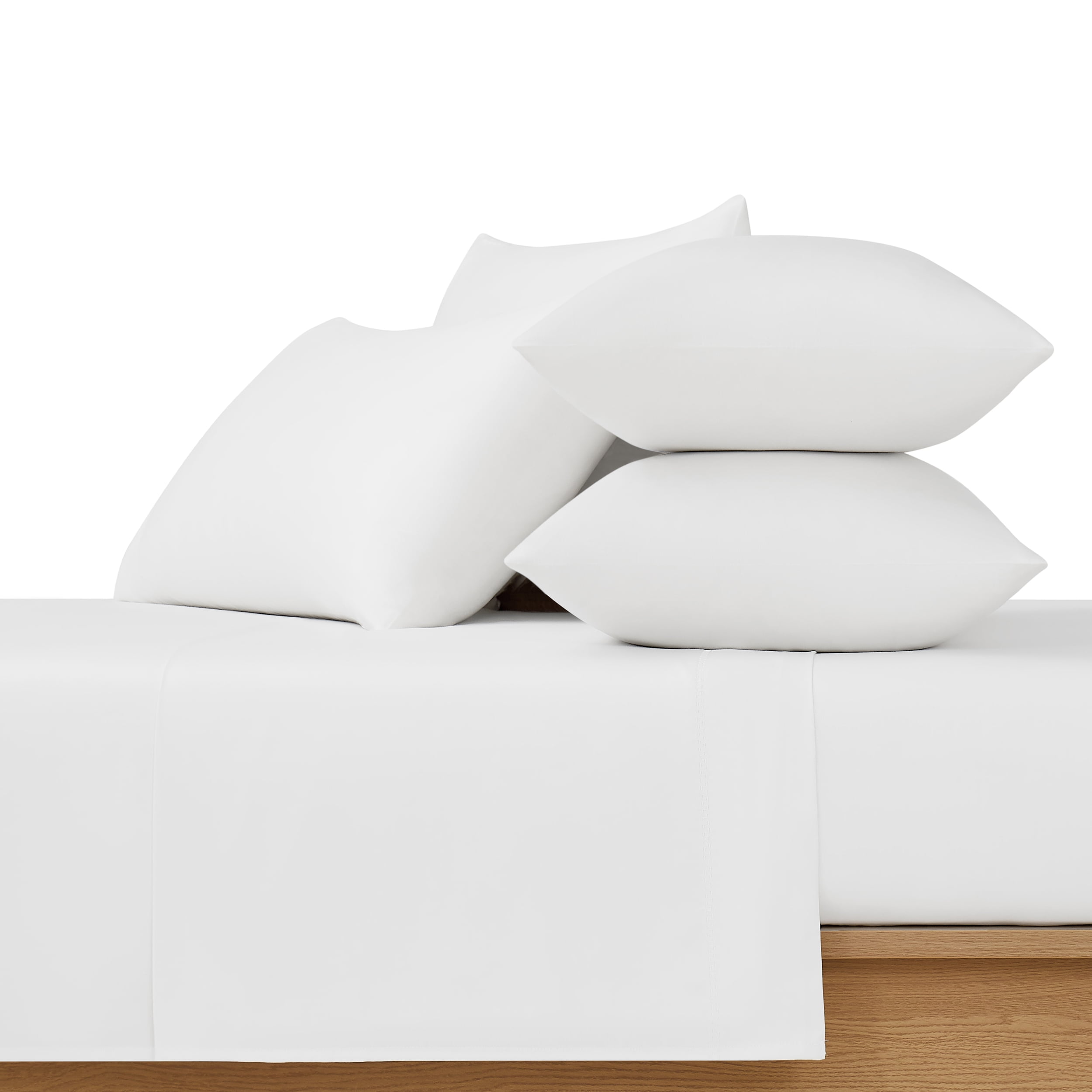 Allswell 6-Piece 300 Thread Count White Cotton Lyocell Blend Bed Sheet Set, Queen