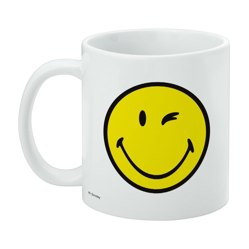 Smiley Smile Happy Wink Yellow Face White Mug - Walmart.com