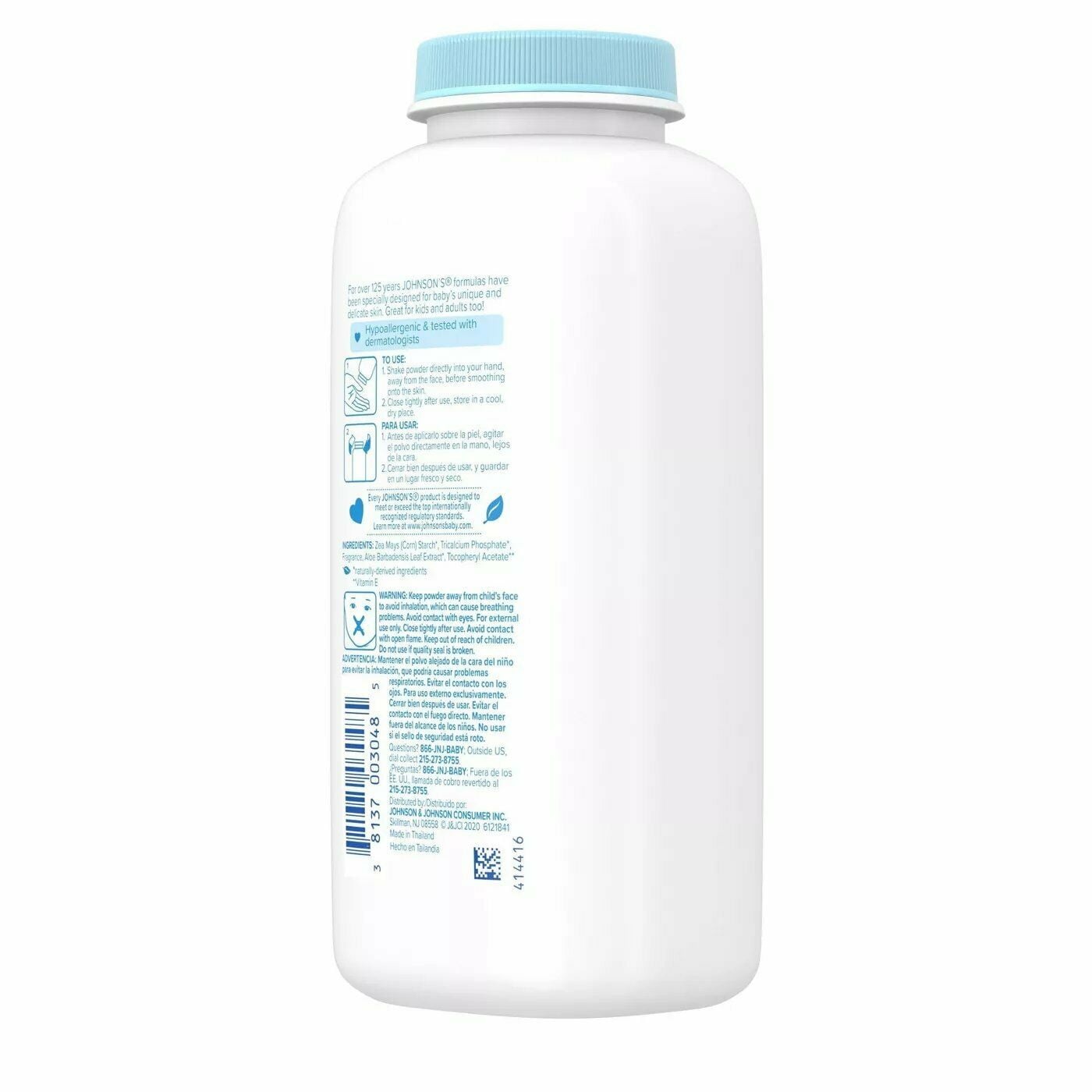 Johnson's Pure Cornstarch Baby Powder Soothing Aloe & Vitamin E, 9oz, 3-Pack