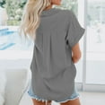 thumbnail image 4 of WREESH Womens Fashion Button Down Shirts Solid Color Short Sleeve Shirt Summer Loose Fit Causal Blouse Tops Gray, 4 of 4