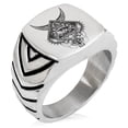thumbnail image 1 of Stainless Steel Spiritual All Seeing Eye Chevron Pattern Biker Style Polished Ring, 1 of 1