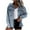 Blue, variant on IROINNID Women's Comfy Short Jacket Turndown Lapel Solid Color Denim Jacket Long Sleeve Outwear, Blue
