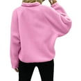 thumbnail image 5 of Womens Fleece Jacket Fuzzy Long Sleeve Short Winter Coats Button Down Jacket Outerwear with Pockets Pink L, 5 of 6