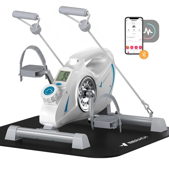 MERACH Under Desk Bike Pedal Exerciser Indoor Silent Elliptical Machine for Legs and Arms Mini Foot Pedal Exercise Bike with Free App,Non-Slip Mat,2 Resistance Bands