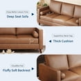 thumbnail image 4 of 81" Leather Couch for Living Room, Mid Century Modern 3-Seater Sofa with Deep Seat, Faux Leather Sofa for Apartment, Home Office, Brown, 4 of 7
