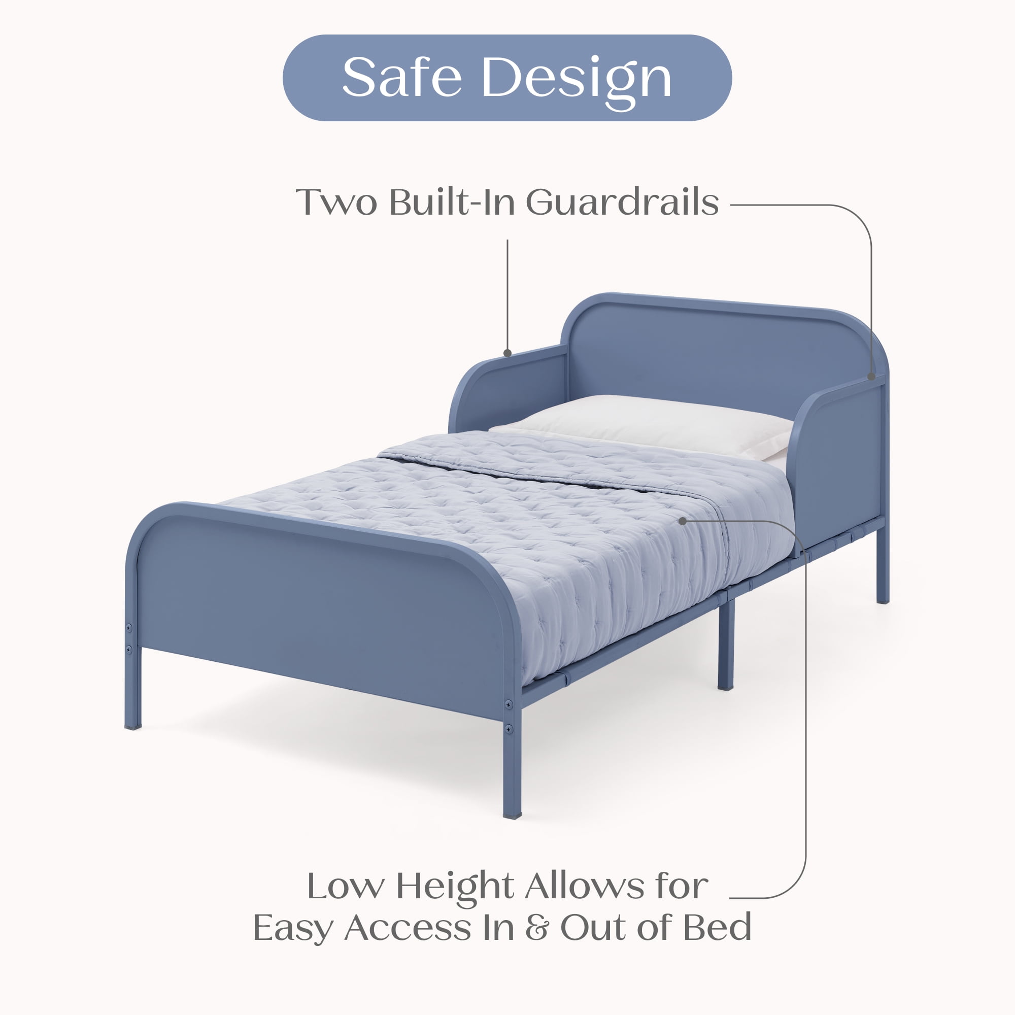 Delta Children Magic Magnet Toddler Bed with Customizable Magnets & Built-In Book Storage, Denim Blue