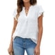 thumbnail image 2 of Camiseta Tops Camisa de Mujer Sexy con Cuello en V Top de Verano Blusas Elegantes de Color Sólido Mangas con Volantes Sueltas Transpirables ANGGREK Otros, 2 of 6