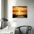 thumbnail image 3 of Nawypu Wall Art Lake Sunset Canvas Art Autumn Nature Picture Dock Wooden Bridge Reeds Birds Flying Shore Dusk Contemporary Artwork for Bedroom Decoration Home Kitchen Office Wall Decor 20x16 inch, 3 of 4
