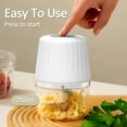 thumbnail image 2 of Mini Garlic Chopper, 250ml Small Food Processor Cordless Battery Rechargeable Electric Food Chopper Wireless, Portable Garlic Grinder Masher,Veggie Meat Blender Mincer Kitchen Mixer,White, 2 of 5