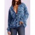 thumbnail image 3 of Suéter PRETTYGARDEN a Rayas Azul con Cuello en V y Botones Talle S, 3 of 4