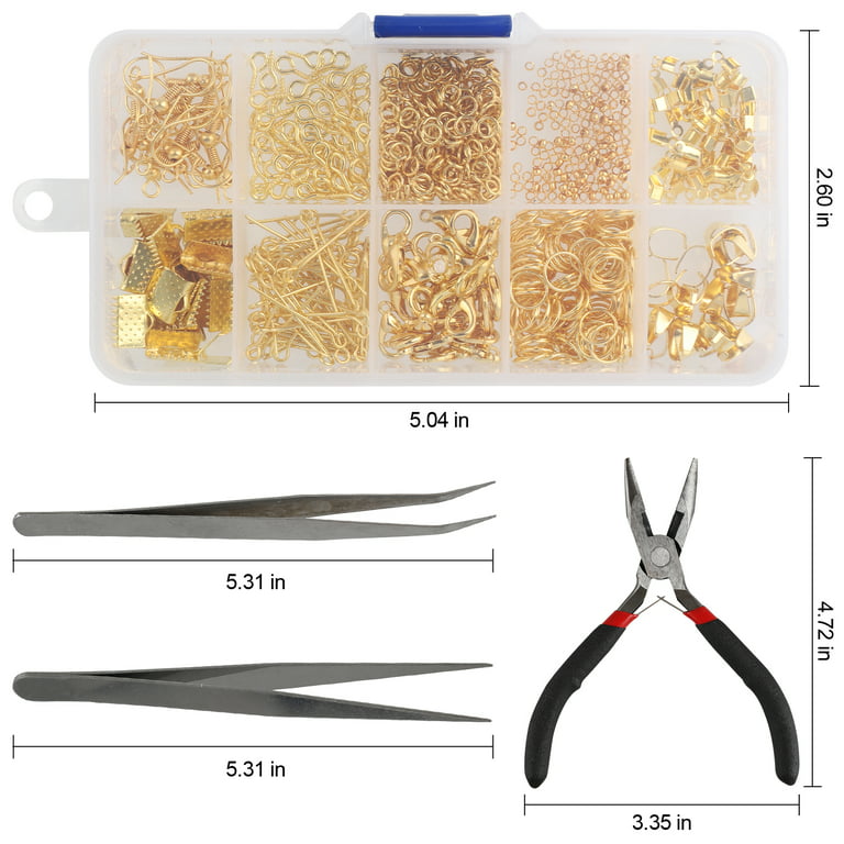 New Jewelry Repair Kit W/gold Filled Assorted Jump Rings W/ Plier and  Tweezer 