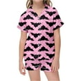 thumbnail image 3 of Tiijoy Girls Halloween Pajama Set Bat Print Short Sleeve Button Down Top Shorts, Sizes 10-11, 3 of 3
