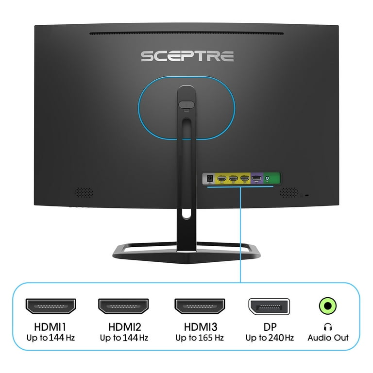 Sceptre 27-inch Curved Gaming Monitor up to 240Hz DisplayPort HDMI 1ms 99%  sRGB Build-in Speakers, R1500 Machine Black 2023 (C275B-FWT240)