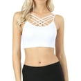 thumbnail image 1 of Zenana Women & Plus Comfort Seamless Crisscross Front Strappy Bralette Sports Bra Top with Removable Pads, 1 of 4