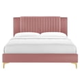 thumbnail image 4 of Platform Bed Frame, Tufted, Rivet Nailhead, Full Size, Pink, Velvet, Mid Century Bedroom, Modern Contemporary Boutique HB35590, 4 of 8