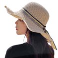 thumbnail image 1 of Wide Brim Hat Straw - Bowknot Sun Protection Beach Hat Fisherman Cap Floppy Hat, 1 of 6