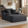 thumbnail image 6 of VEPXXP 66" Oversized Chaise Lounge Chair, Boneless Corduroy Lounge Chair with Cup Holders Side Pockets Pillows, Cozy Reading Sofa Bed Sleeper Couch for Living Room, No Assembly, Dark Grey, 6 of 6