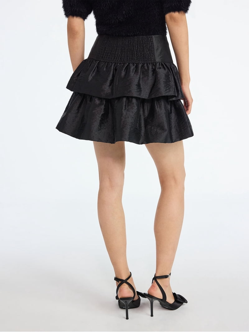 Scoop Women's and Women's Plus Tiered Ruffle Mini Skirt, Sizes XS