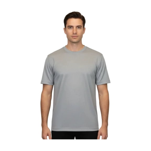 Mens Dressy T-Shirt Log-In Uomo Crew Neck Corded Short Sleeves 218 Light Gray