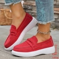 thumbnail image 5 of Loafers for Women Novel Trendy Round Toe Slip On Comfortable Casual Versatile Flats Office Work Non-Slip Shoes for Business Travel Red 8.5, 5 of 9
