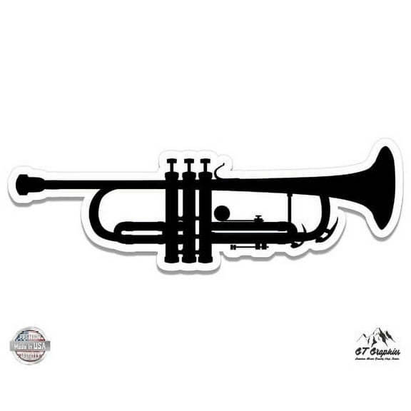 Trumpet - 3" Vinyl Sticker - For Car Laptop I-Pad Phone Helmet Hard Hat - Waterproof Decal