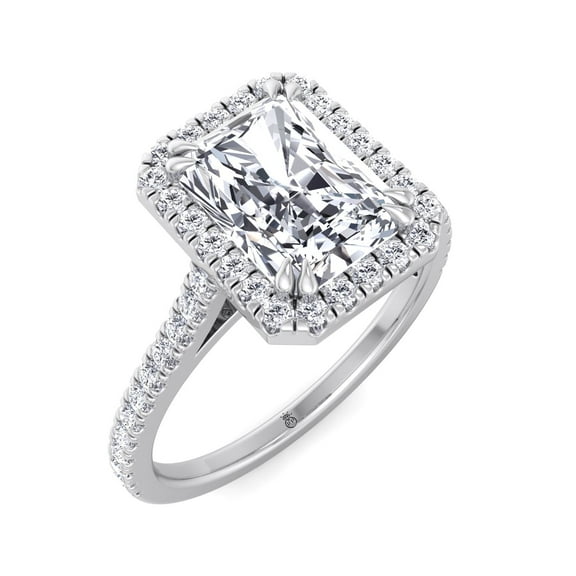 Delmar - Moissanite Radiant Cut Lab Diamond Engagement Ring With PavÃ© Band