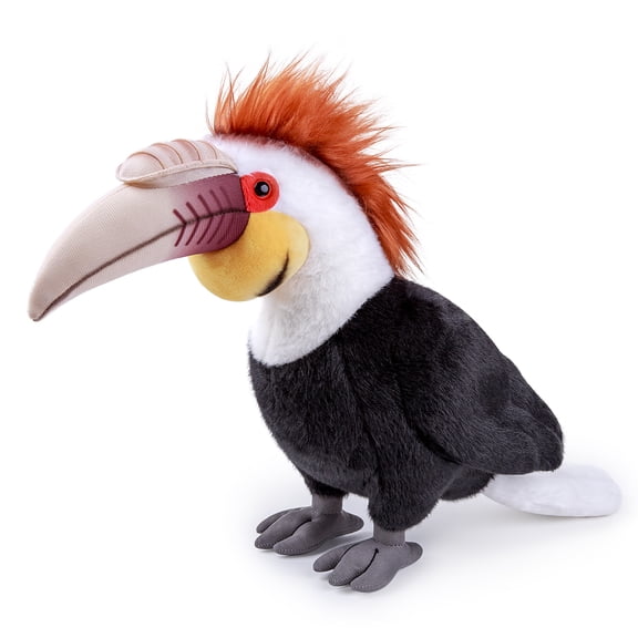 Lifelike Crowned Hornbill Stuffed Animal,Soft Hornbill Plush Toy, Gifts for Kids,Home Decor,Hugging Toy 12"