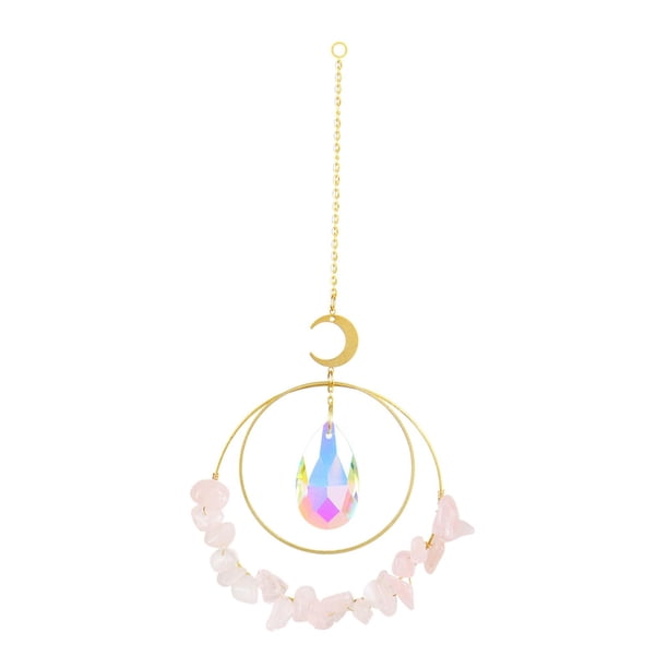 Atrapasueños de cristal para ventana, forma de arcoíris, atrapasol, prisma de bola de gota de lluvia grande Rosa