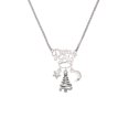 thumbnail image 2 of Delight Jewelry Silvertone Christmas Tree Zig Zag Silvertone Dream Big Pendant Necklace, 25", 2 of 4