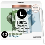 L. Organic Cotton Tampons DuoPack - Regular/Super Absorbency, 42 Ct