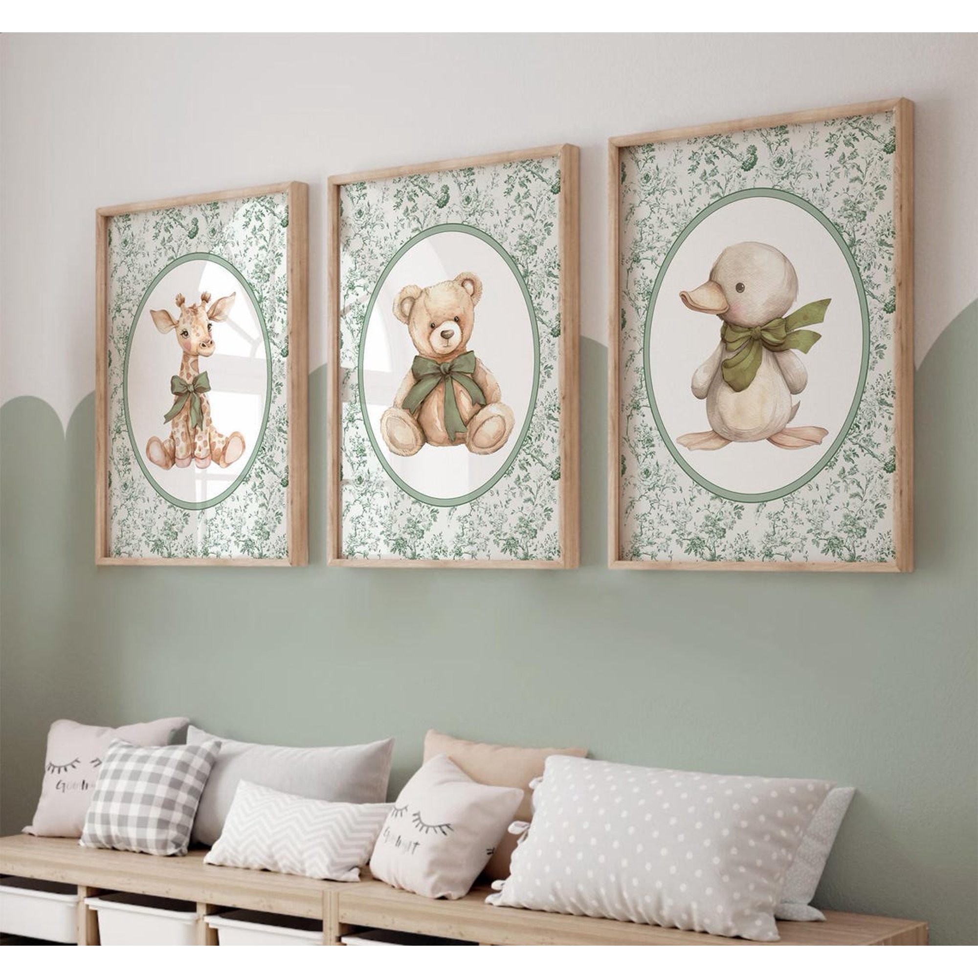 Sage Green Nursery Wall Art, Neutral Nursery Decor, Sage Nursery Decor, Prints, Animal Nursery Print, Girl, Boy Room Decor 436G, Poster Only