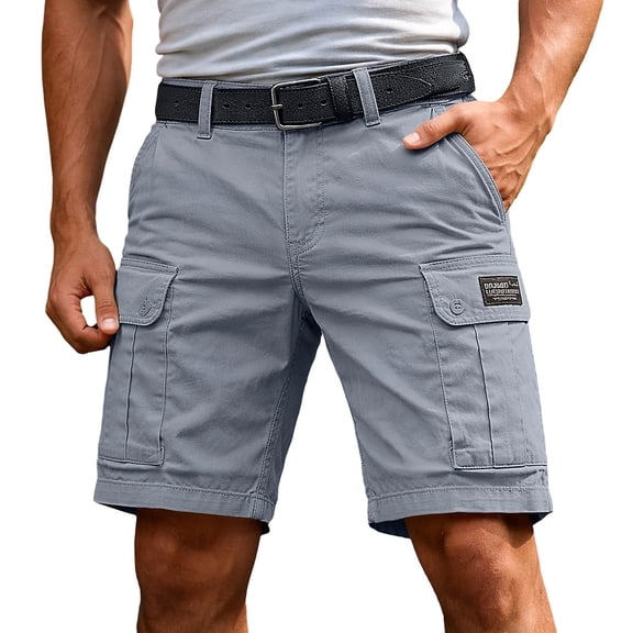 HappyYEE Cargo Shorts for Men - Knee Length Shorts with Multi Pockets - Casual Summer Outdoor Hiking Short Pants 32