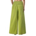thumbnail image 5 of Gomelly Women Pants Solid Color Loungewear Boho Palazzo Pant Ladies Baggy Holiday Bottoms High Waist Trousers Bright Green L, 5 of 7