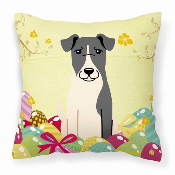 Easter Eggs Smooth Fox Terrier Fabric Decorative Pillow