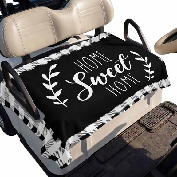 Golf Cart Seat Cover Home Sweet Home Club Car Golf Cart Seat Covers Soft Absorbent Golfcart Towel Blanket Leaves Black Buffalo Plaid Golf Seat Covers for Cart Decor Fits 2 & 4 Passenger 51"x31"