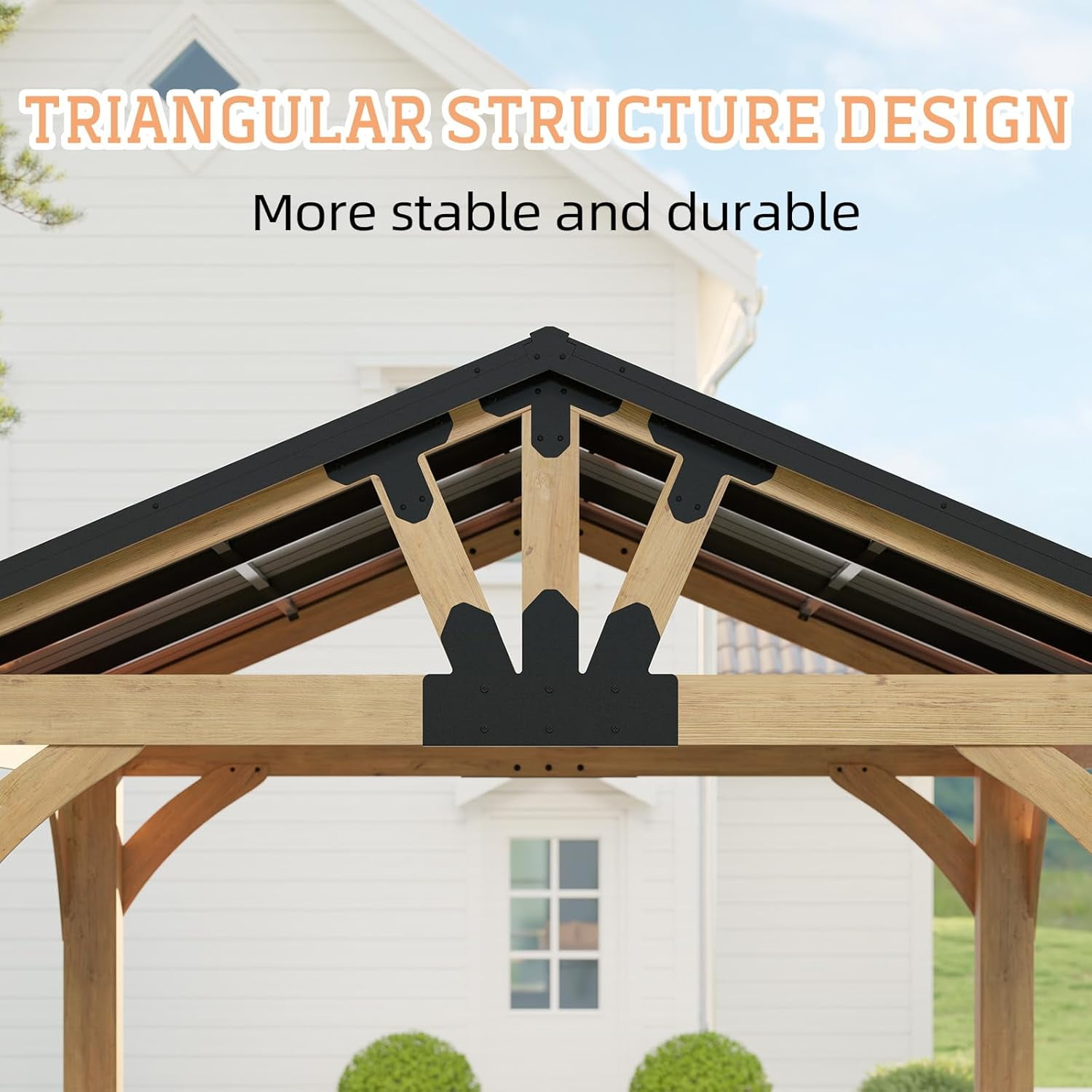 Auhilence 10x12 FT Cedar Wood Gazebo, Hardtop Gazebo with Galvanized Steel Peak Roof