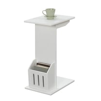 Pemberly Row C-Shape Modern Wood Magazine End Table in White
