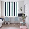 thumbnail image 5 of Turquoise Navy Blue Striped Kitchen Curtains 63 Inch Length, Farmhouse Stripe Art Grommet Top Bedroom Living Room Curtains, Light Filtering Cafe Curtain Drapes 2 Panels Set 104''x63'', 5 of 9