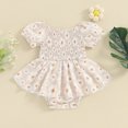 thumbnail image 2 of Bagilaanoe Newborn Summer Outfits Baby Girl Rompers Dress Floral Print Short Sleeve Bodysuits 3M 6M 12M 18M Infant Patchwork A-line Dresses, 2 of 7