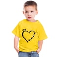thumbnail image 4 of Penkiiy Haut à Manches Courtes Imprimé Cœur pour Enfants Garçons Filles, Couleur Unie, Col Rond, 4-5 Ans, Jaune, 4 of 6