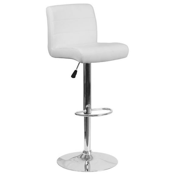 Bowery Hill Faux Leather Adjustable Bar Stool in White