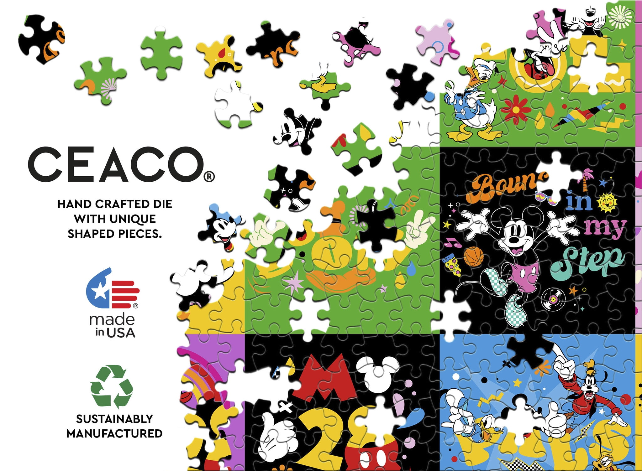 Ceaco Disney Mickey's Positive Pop Collage 200-Piece Interlocking Jigsaw Puzzle for Children Ages 8+