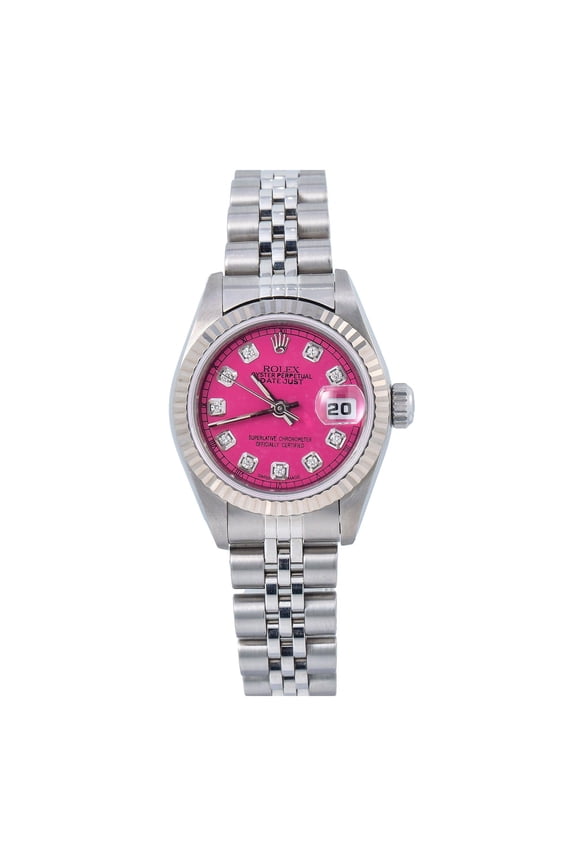 Pre-Owned Rolex Oyster Perpetual Lady Datejust 69160 26MM Pink Diamond Dial With Stainless Steel Oyster Bracelet