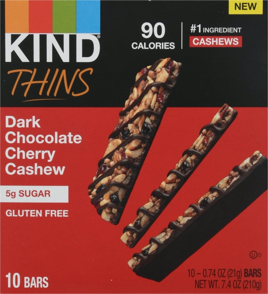 KIND Thins Snack Bars Dark Chocolate Cherry Cashew 10 Bars