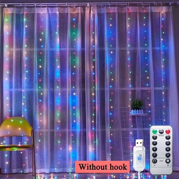 Cadena de cortina de ventana LED, guirnalda de luces de hadas, decoración de fiesta de boda, hogar, niños, niña, cumpleaños, ramadán, Eid, Mubarak, pascua, 3M