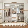 thumbnail image 7 of Closet System with Drawer - 8FT Wood Closet Organizer System with 3 Hanging Rods and Shelving Tower, 96" Walk In Closet Organizer Wardrobe, Heavy Duty Garment Rack Clothes Rack, White, 7 of 7