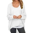 thumbnail image 5 of Dyfzdhu Women Batwing Sleeve Pullover Sweater Solid Loose Oversized Baggy Casual Knitted Top White, 5 of 5